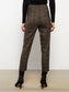 BROWN PLAID FITTED PANTS