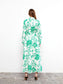 COLLARED GREEN FLORAL BELTED LONG DRESS