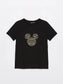 MICKEY IN GOLD SEQUENCE BLACK TEE