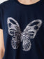 SILVER BUTTERFLY SEQUENCE NAVY BLUE TEE