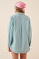 HAPPINESS IST OVERSIZED BUTTON SHIRT - PASTEL BLUE